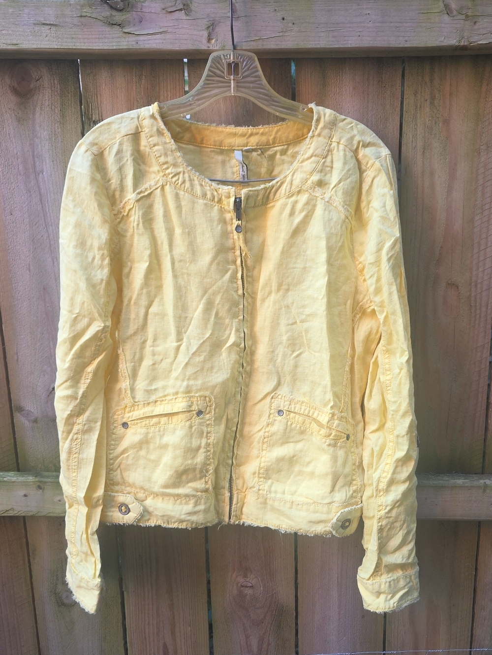 Michael Stars Pale Yellow Zip-Front Utility Jacket